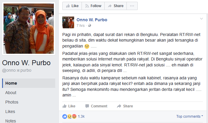 Onno : Semoga Menkominfo Mau Mendengarkan Jeritan Derita Rakyat Kecil