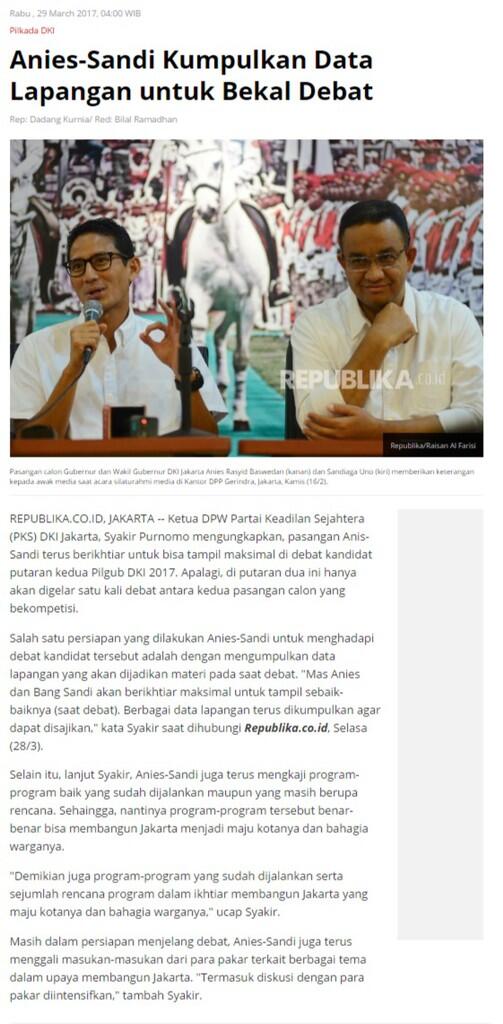 Anies-Sandi Mengaku Tidak Pernah Konfirmasi Datang ke Debat Malam Ini