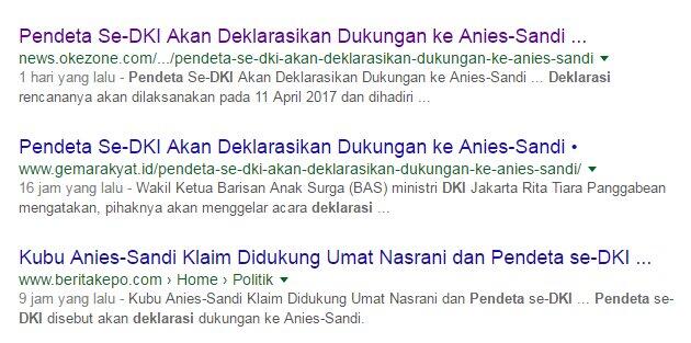 Okezone Ganti Judul Soal Klaim A-SU Di Dukung Pendeta se-DKI
