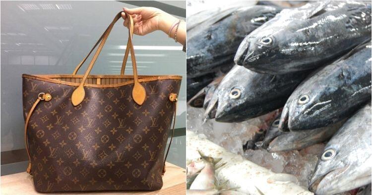 Dapat kado tas LV dari cucu, nenek ini memakainya buat beli ikan segar