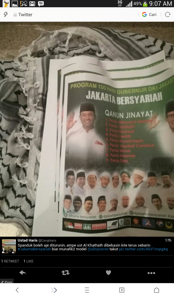 #Tim Anies-Sandi Sebut @CangHaris sebagai Akun Provokatif