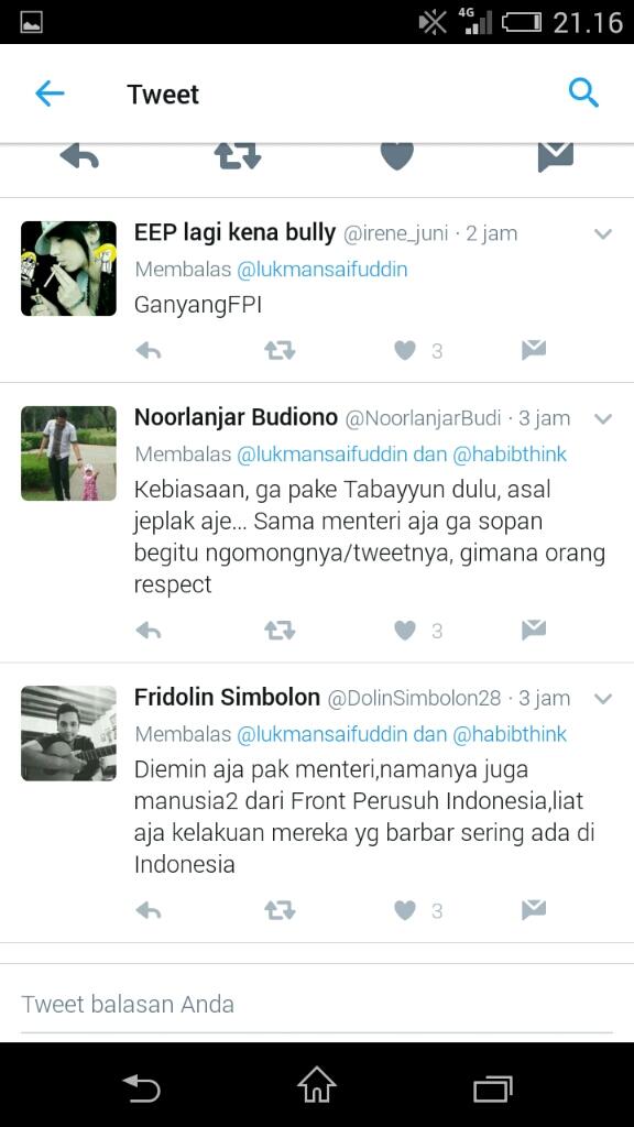 Mentri Agama Di Fitnah Laskar Pembela Islam. Begini Respon Netizen..