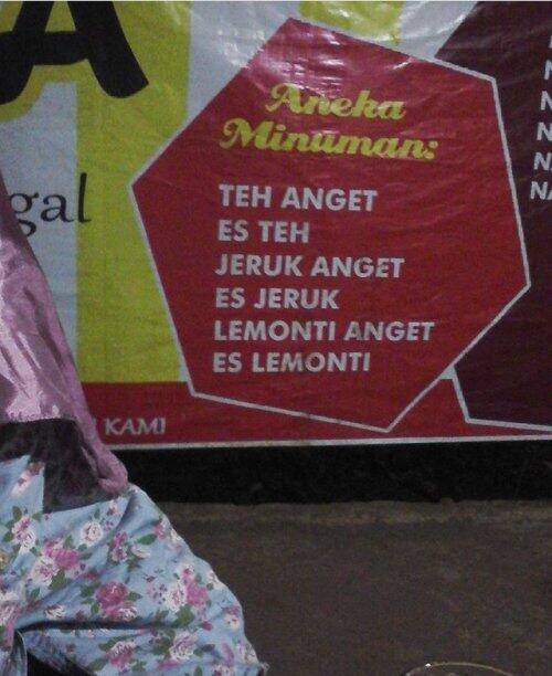 Nama Menu Makanan dan Minuman yang Bikin Ketawa