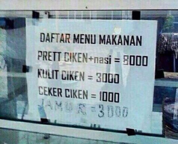 Nama Menu Makanan dan Minuman yang Bikin Ketawa