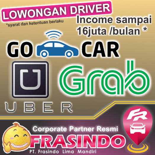 Driver UBER +GO-Car hasil 7jt/bln (KERJA 5th BONUS MOBIL 