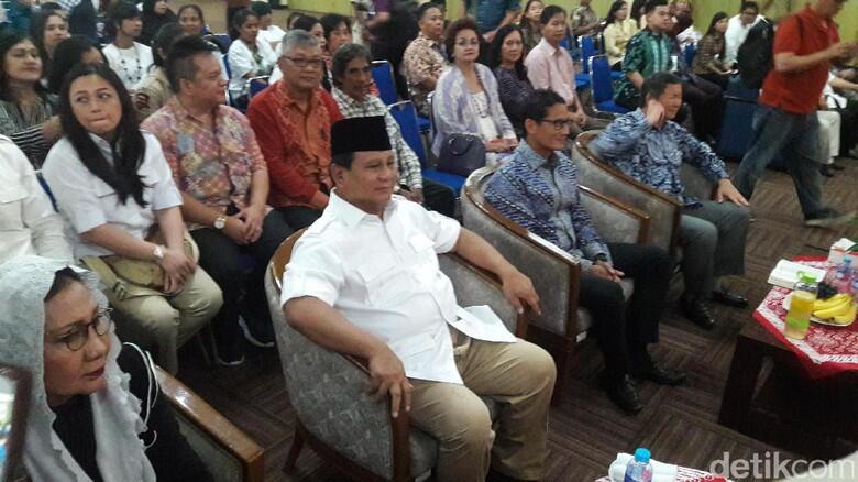Prabowo Hadiri Deklarasi Komunitas Kristiani untuk Anies-Sandi