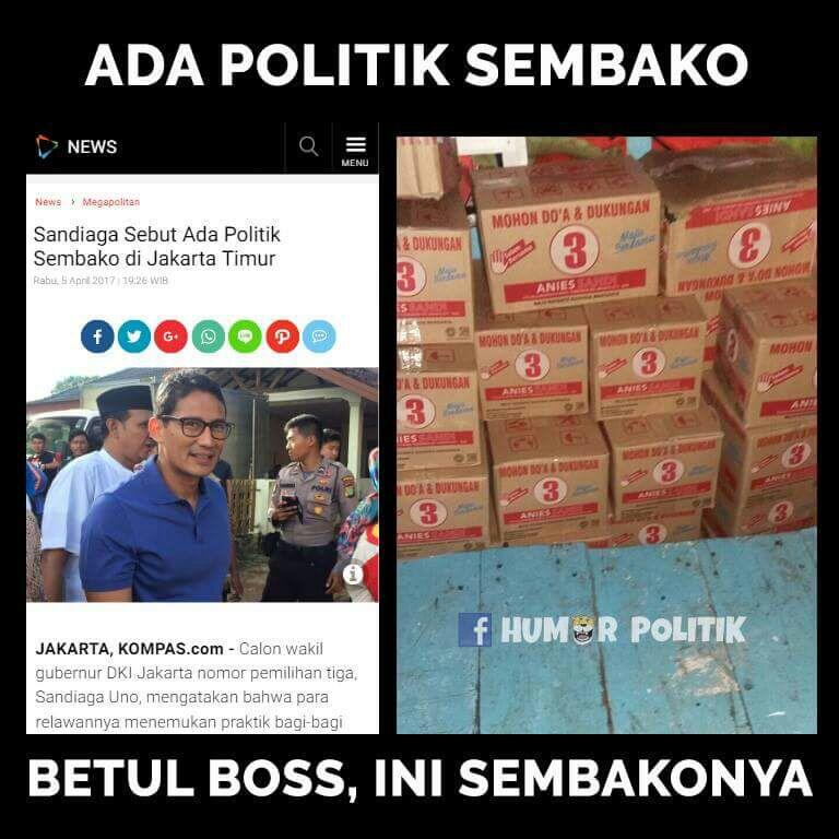 Sandiaga Uno: Ada Politik Sembako di Jakarta Timur