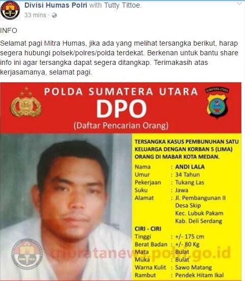 Wakapolda Sumut Tetapkan Andi Lala sebagai DPO