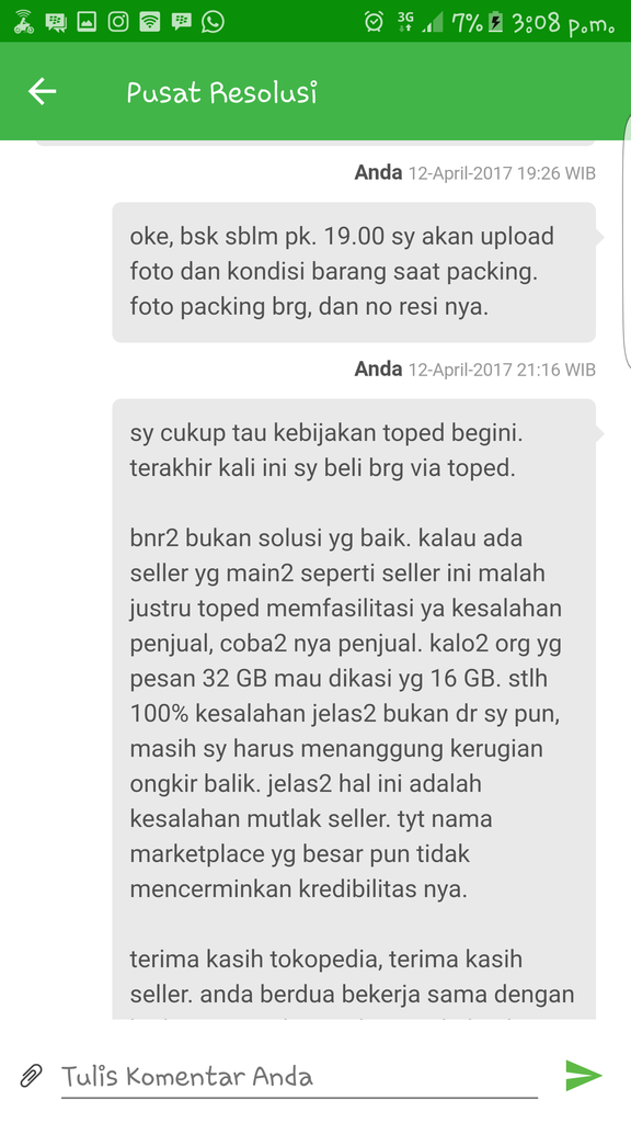 BOIKOT SELLER ARIFFERI SHOP DAN DKECEWAKAN TOKOPEDIA