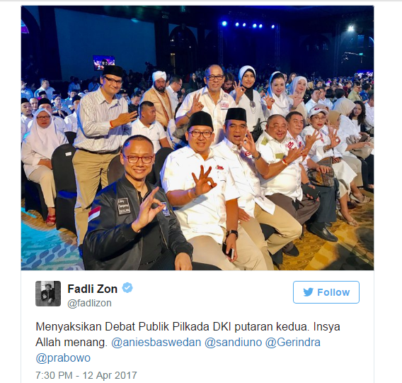 Fadli Zon: Insya Allah Anies-Sandi Menang