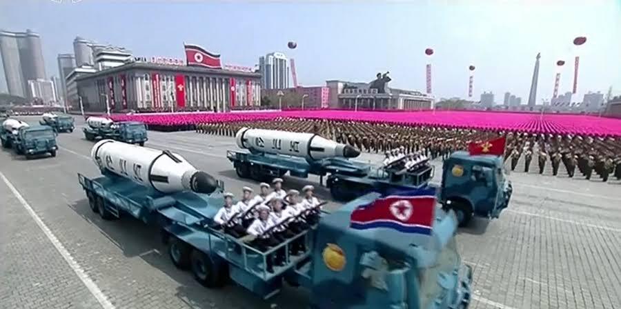 Pyongyang unveils submarine-based missiles at military parade 