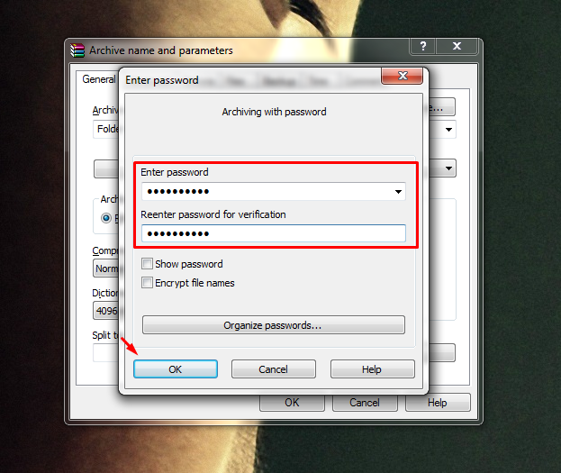 Memberi Password Pada File WinRAR