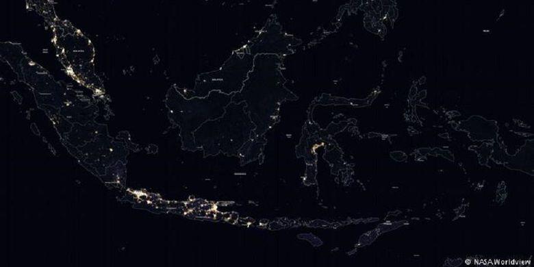 Citra Satelit Malam Hari NASA, Gelap Gulita Membekap Indonesia