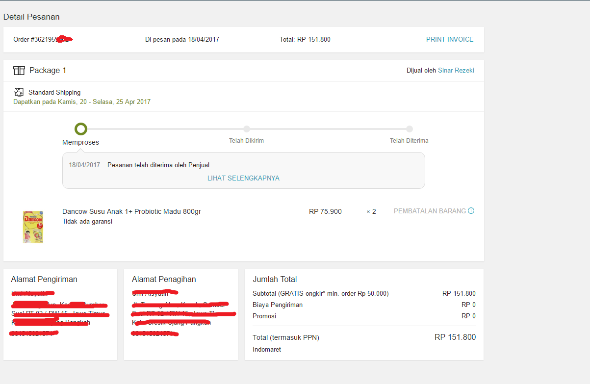 Lazada tidak ada kompensasi lagi untuk Orderan yang di cancel