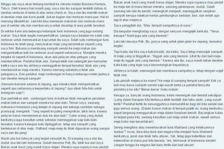 Viral di Medsos, Kelakuan Buruk Turis Indonesia di Jepang