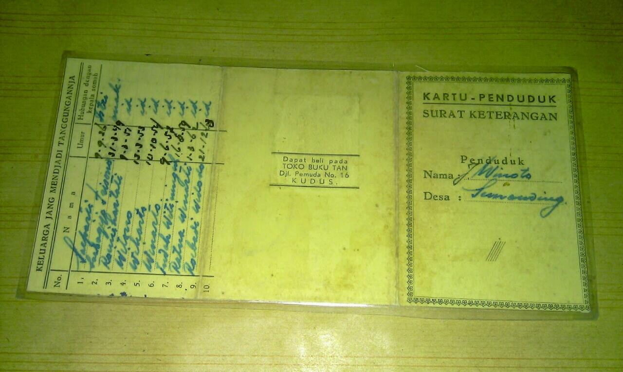 KARTU TANDA PENDUDUK DI GOMBONG TAHUN 1960