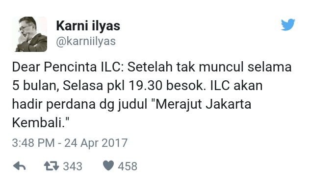 . Setelah 'Dibungkam' 5 Bulan, Karni Ilyas: ILC Akan Tayang Kembali Besok!