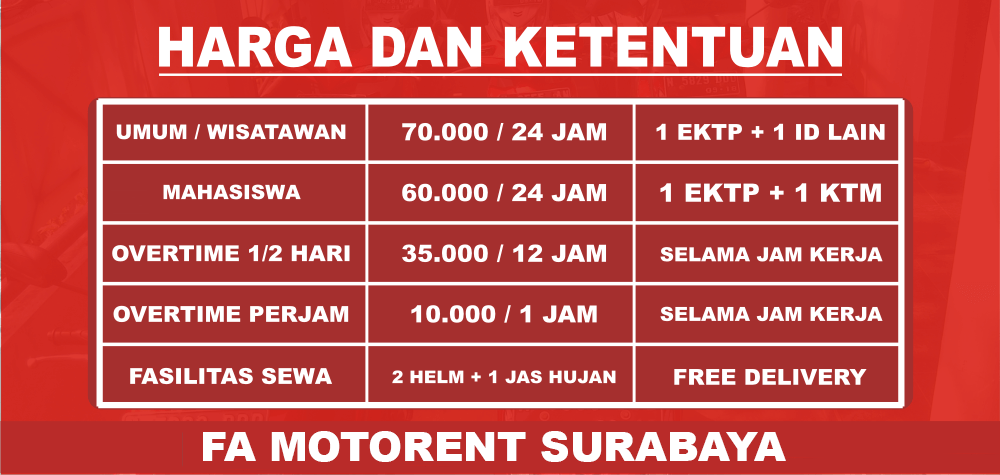 RENTAL MOTOR SURABAYA SIDOARJO GRESIK ( FA MotoRent )