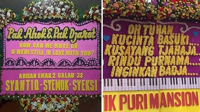 11 Karangan Bunga Untuk Ahok dan Djarot dengan Ucapan Paling Baper