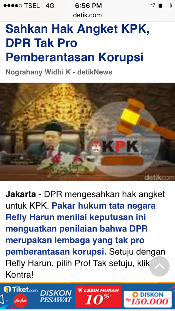 Sahkan Hak Angket KPK, DPR Tak Pro Pemberantasan Korupsi