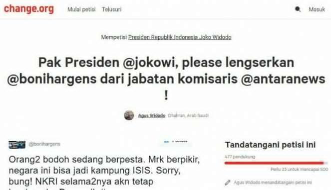 Muncul Petisi Desak Jokowi Copot Boni Hargens dari Antara
