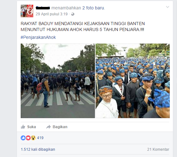 Klarifikasi Berita Hoax Suku Baduy yang menuntut Ahok Harus Di Hukum 