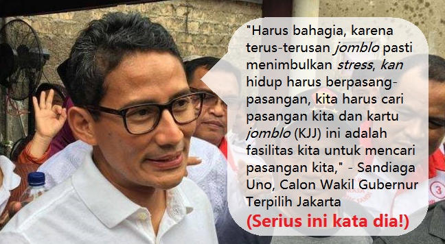 Sandiaga Uno Serius Akan Bikin Kartu Jakarta Jomblo