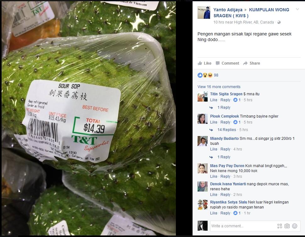 Heboh, sirsak seharga Rp 200 ribu/kg dan pepaya Rp 146 ribu/kg