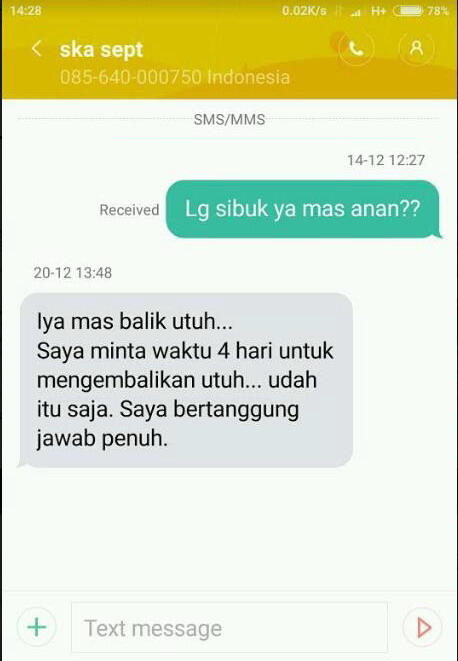 Penipuan oleh Sdr. SYAMSULANAM