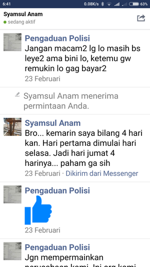 Penipuan oleh Sdr. SYAMSULANAM