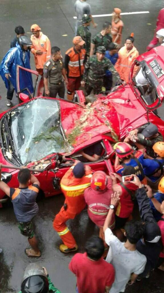 Mobil ketiban pohon di dekat kampus UI  KASKUS