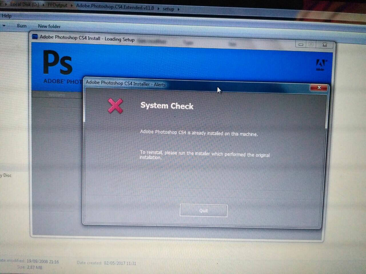 Gagal Instal Ulang Shotoshop Cs4