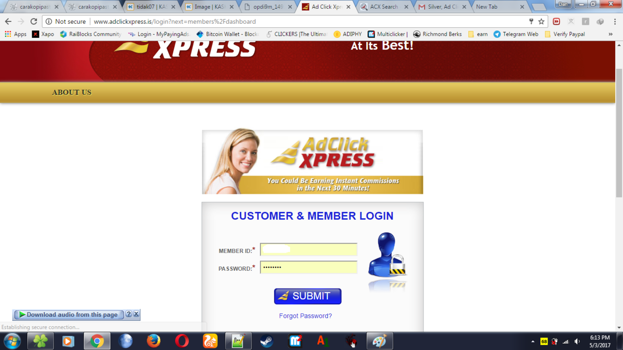 &#91;GRATIS !!&#93; Cara mendapatan 0.3-0.4$ Perhari dari AdClickXpress