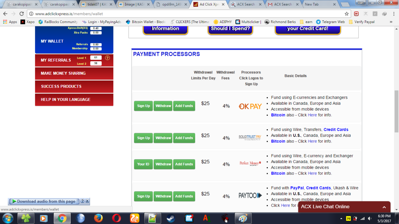 &#91;GRATIS !!&#93; Cara mendapatan 0.3-0.4$ Perhari dari AdClickXpress