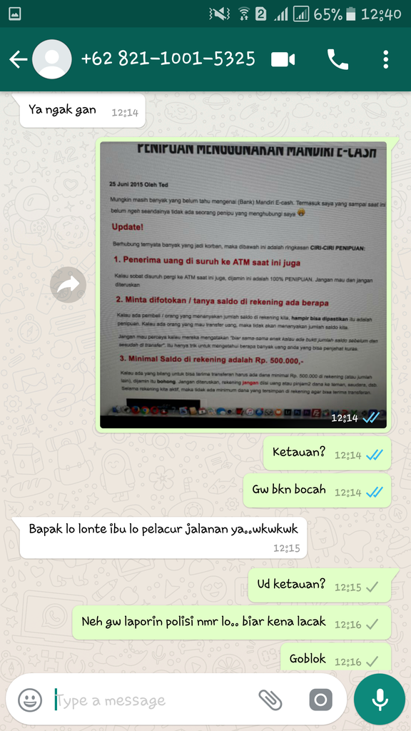 Penipuan dengan modus Mandiri e-Cash