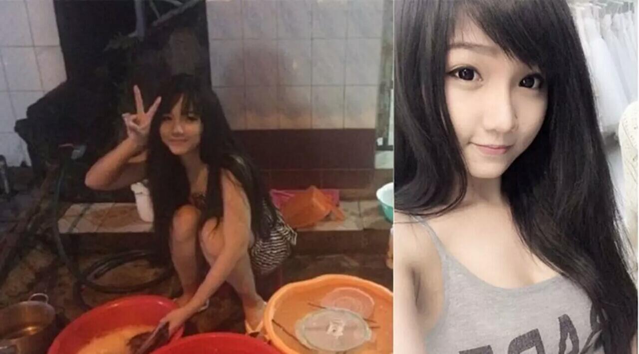 Heboh Foto Gadis Cantik Sedang Mencuci Piring, Siapa Dia?