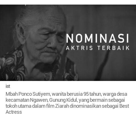 Mbah Ponco, Nenek 95 Tahun Asal Gunungkidul Masuk Nominasi Aktris Terbaik di FFA