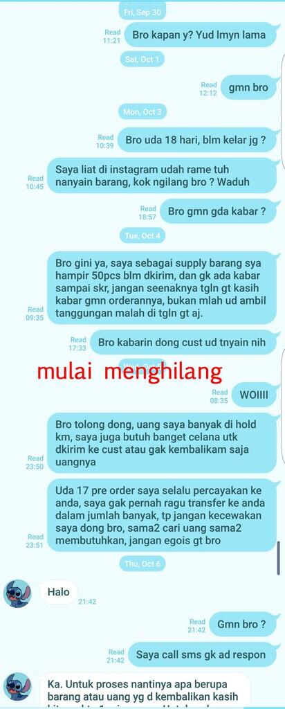 Surat Terbuka u/ GROSIRJOGGER Ricky Nurhadiansyah untuk mengembalikan Uang saya