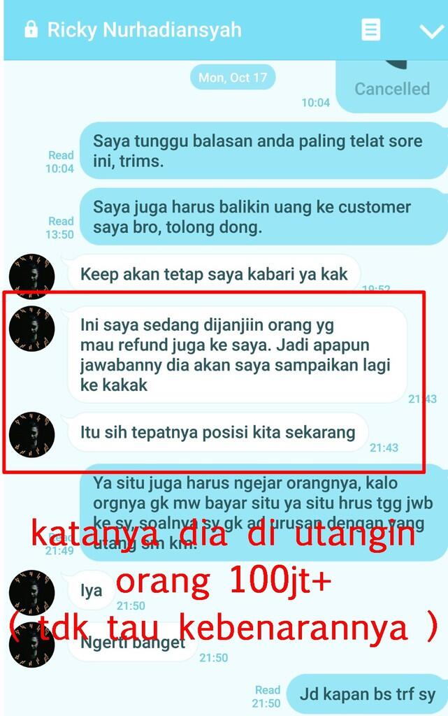 Surat Terbuka u/ GROSIRJOGGER Ricky Nurhadiansyah untuk mengembalikan Uang saya