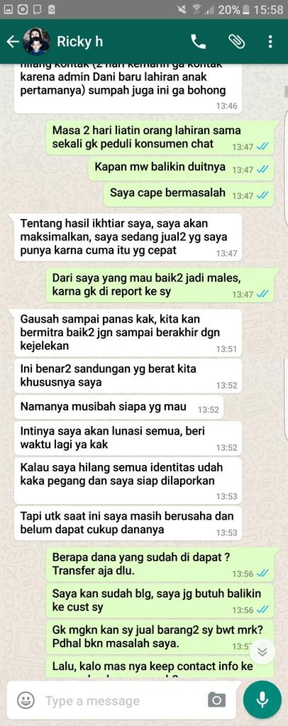 Surat Terbuka u/ GROSIRJOGGER Ricky Nurhadiansyah untuk mengembalikan Uang saya