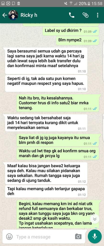 Surat Terbuka u/ GROSIRJOGGER Ricky Nurhadiansyah untuk mengembalikan Uang saya