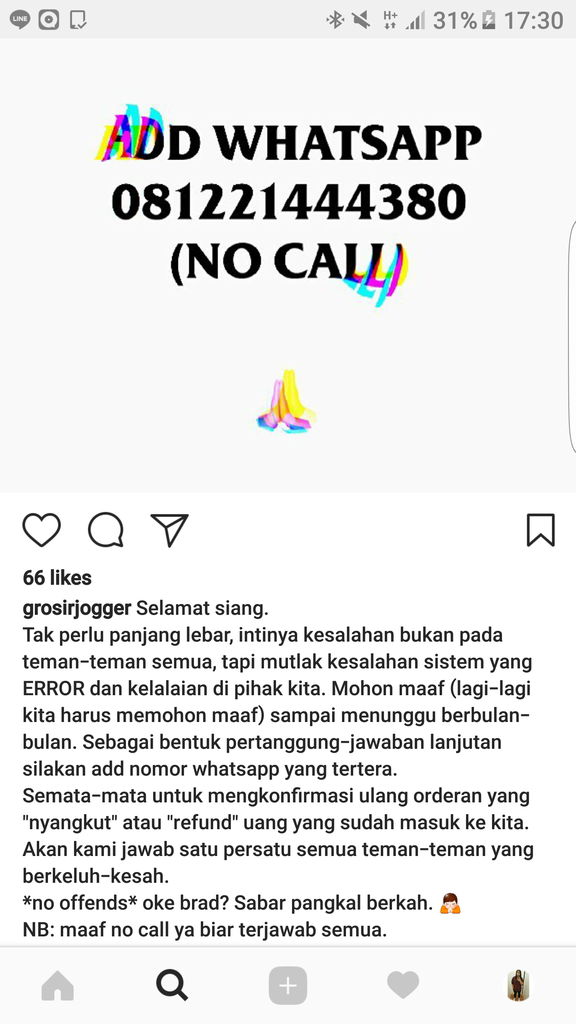Surat Terbuka u/ GROSIRJOGGER Ricky Nurhadiansyah untuk mengembalikan Uang saya