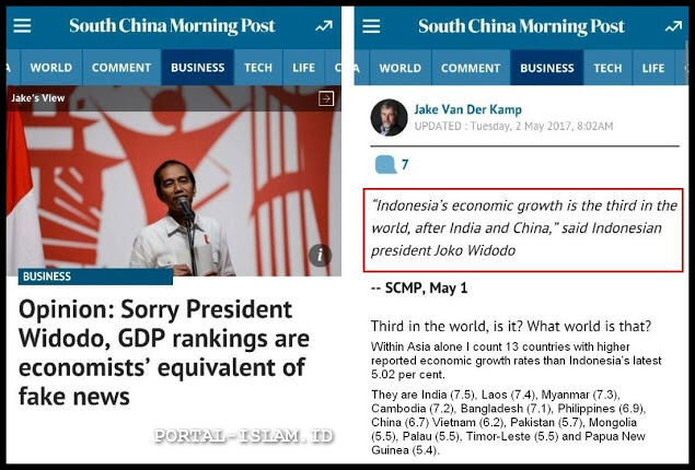 Malu ! Cina sebut JOKOWI Hoax tentang pertumbuhan ekonomi no 3.. jd olokan dunia