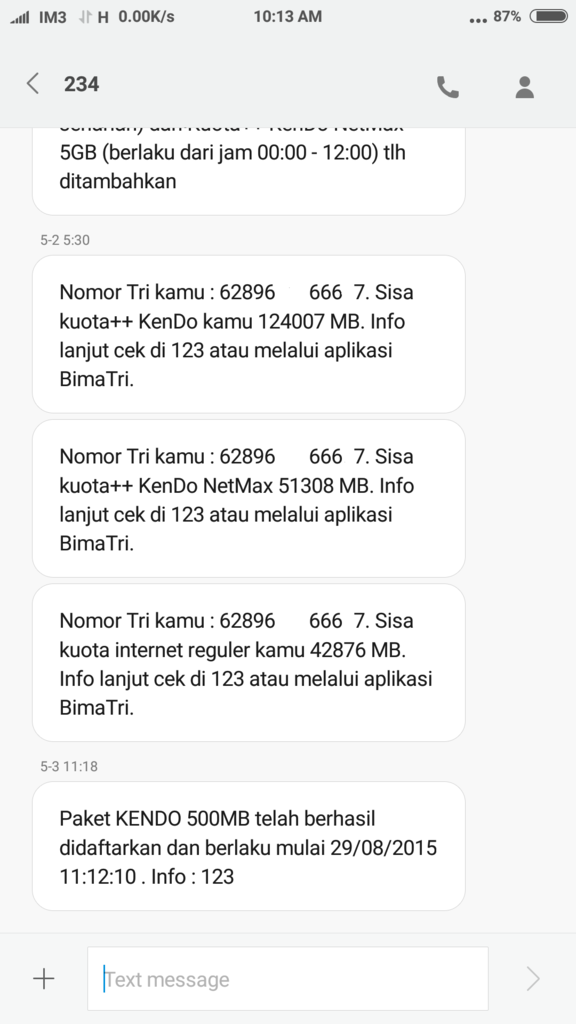 OPERATOR TRI/3 MENGHILANGKAN QUOTA KENDO SECARA TIBA- TIBA