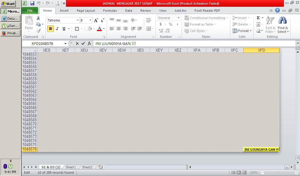 Cell Terakhir di Microsoft Excel 2010 Gan