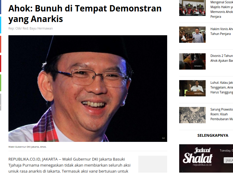 Ahok: Bunuh di Tempat Demonstran yang Anarkis