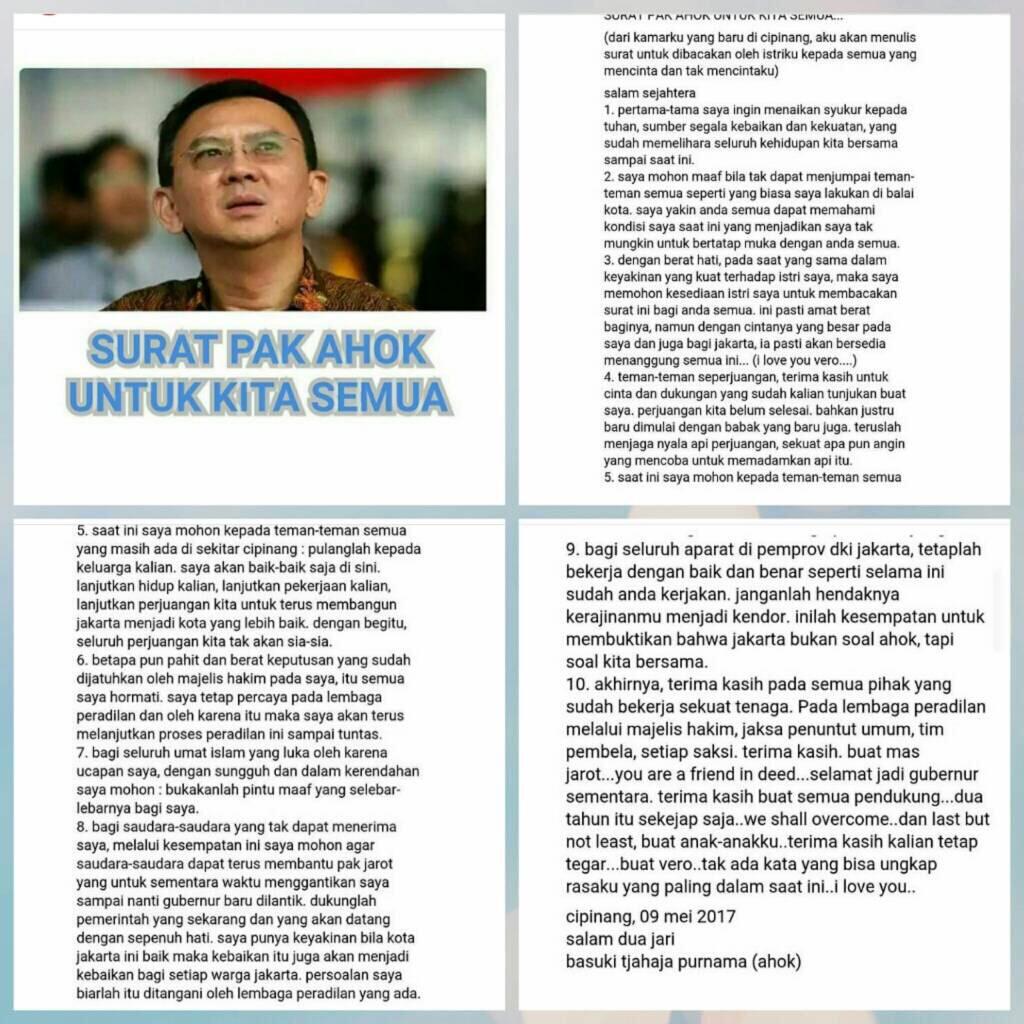 Timses Pastikan 'Surat Pak Ahok untuk Kita Semua' Hoax