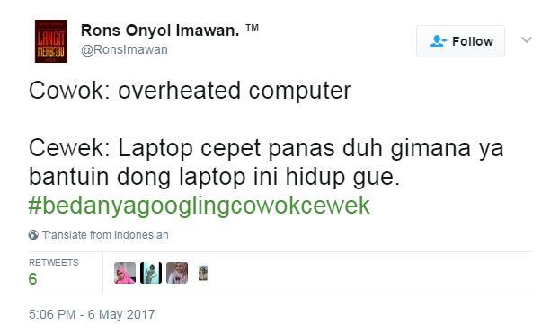 Ini lho 10 bedanya cara googlingan cewek dan cowok, kocak gan