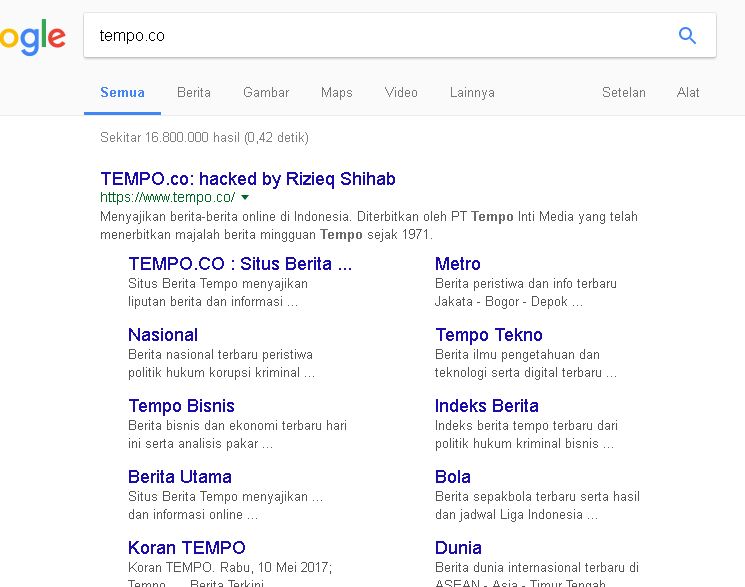 Situs Berita Online Terbesar Tempo.co di Retas