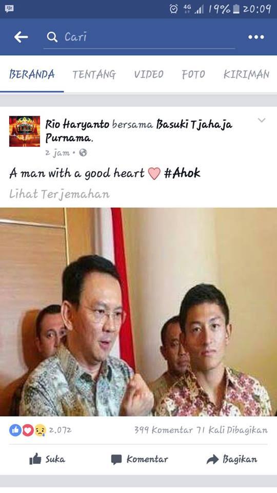 Berikan Dukungan untuk Ahok, Netizen Sinis dengan Rio Haryanto